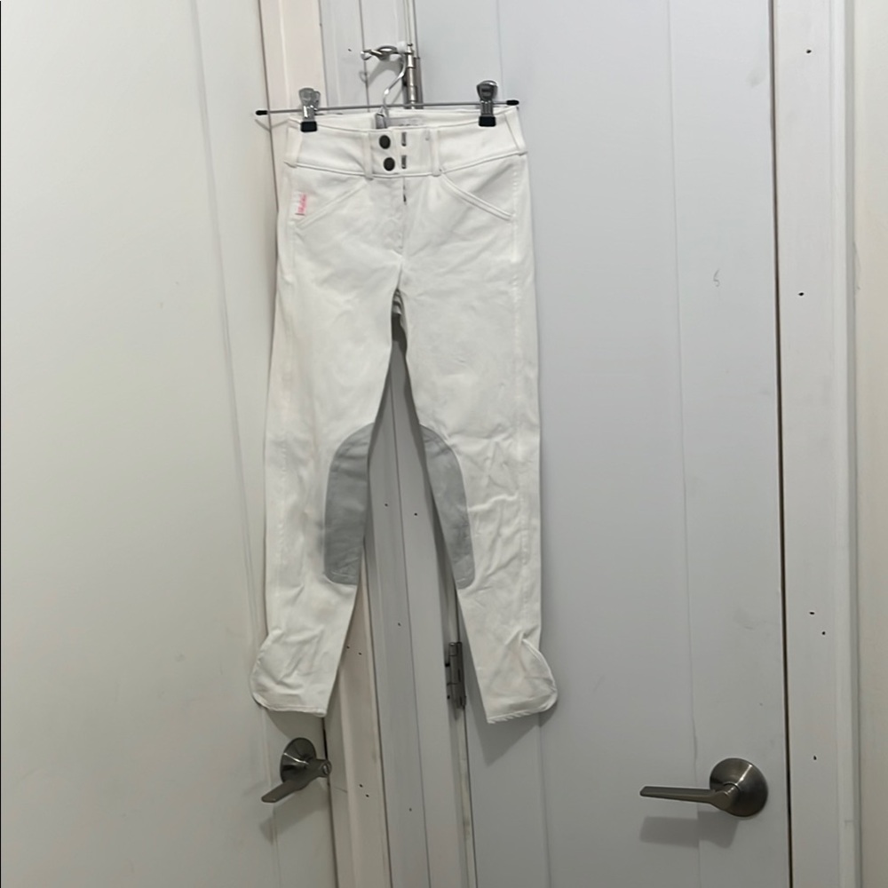 White Riding Pants with Gray Patches
